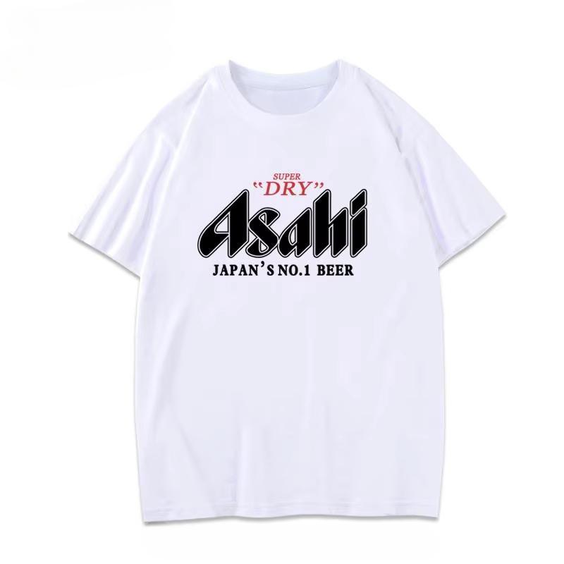 Япония Футболка Asahi Beer Asahi Японское Пиво С коротким рукавом Японская Свободная Летняя Мужская и Женская Парная Хлопок Короткий Рукав Принт