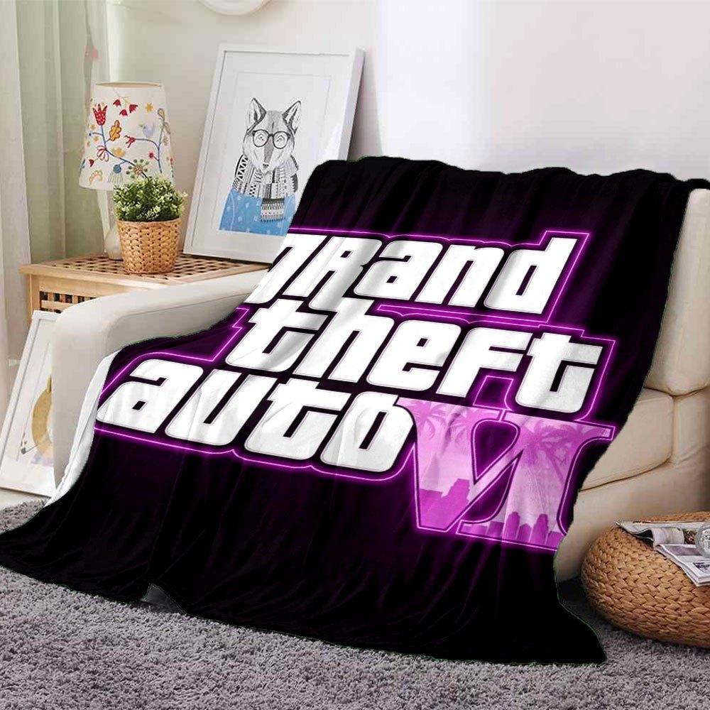 1 шт. Мягкое фланелевое одеяло Grand Theft Auto с дизайнерским принтом. Уютное одеяло для всех сезонов, идеально подходит для дивана, кровати, офиса