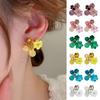 1 Pair Retro Style Stud Earrings Rhinestone Beads Flower Decor Ear Studs Weddings Festivals Party Wear Fashion Jewelry Gift
