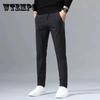 Роскошные прямые деловые повседневные мужские брюки высокого качества, дизайнерские весенне-осенние элегантные мужские длинные официальные брюки для отдыха