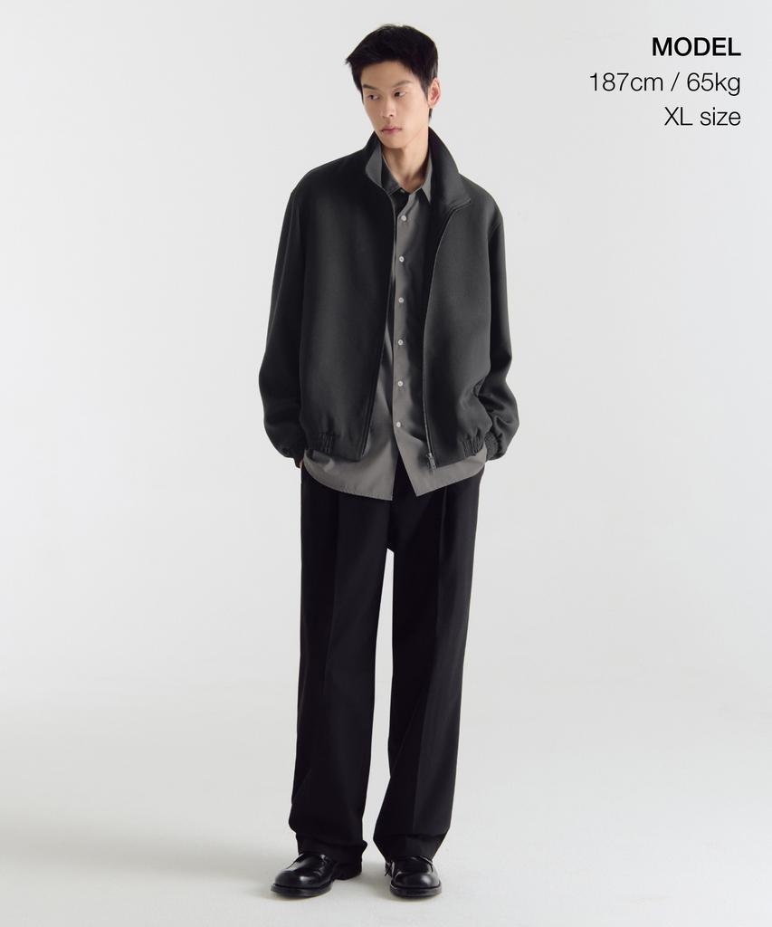 Musinsa Standard Crepe High-Neck Blouson Jacket [Dark Gray]