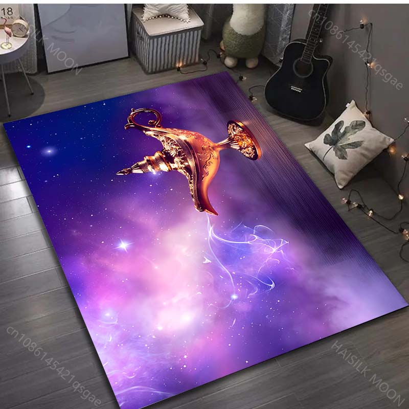 1PC Fairy tale wishing lamp Painting Carpet for Living Room Bedroom Sofa Doormat Decor Sofa Table Area Rug Non-slip Floor Mat