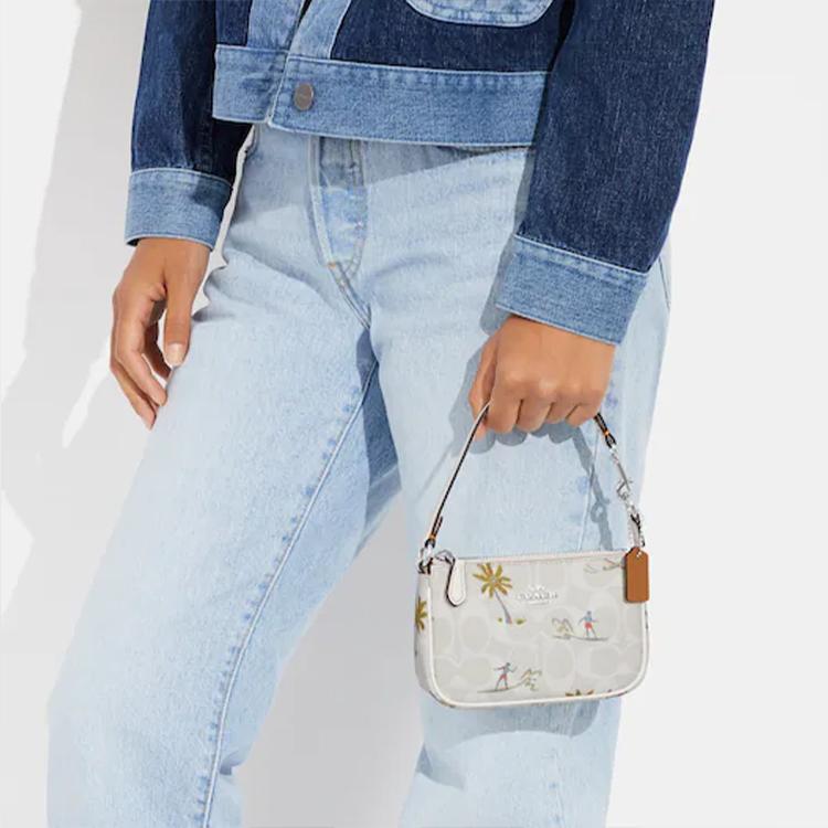 Coach Кожаная сумочка-клатч Nolita, сумка для хранения, мини, женская, белая