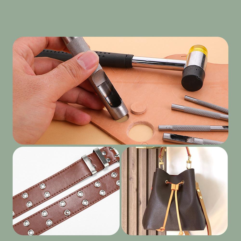 14pcs Leather Hole Punch Punching Tools Leather Hollow Round Drilling Puncher Kit  1-10mm Punching For Clothing Belt Canvas