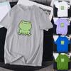 Cartoon Women T-shirt Easy Wear Polyester Short Sleeve Frog Women Pullover Top for Summer