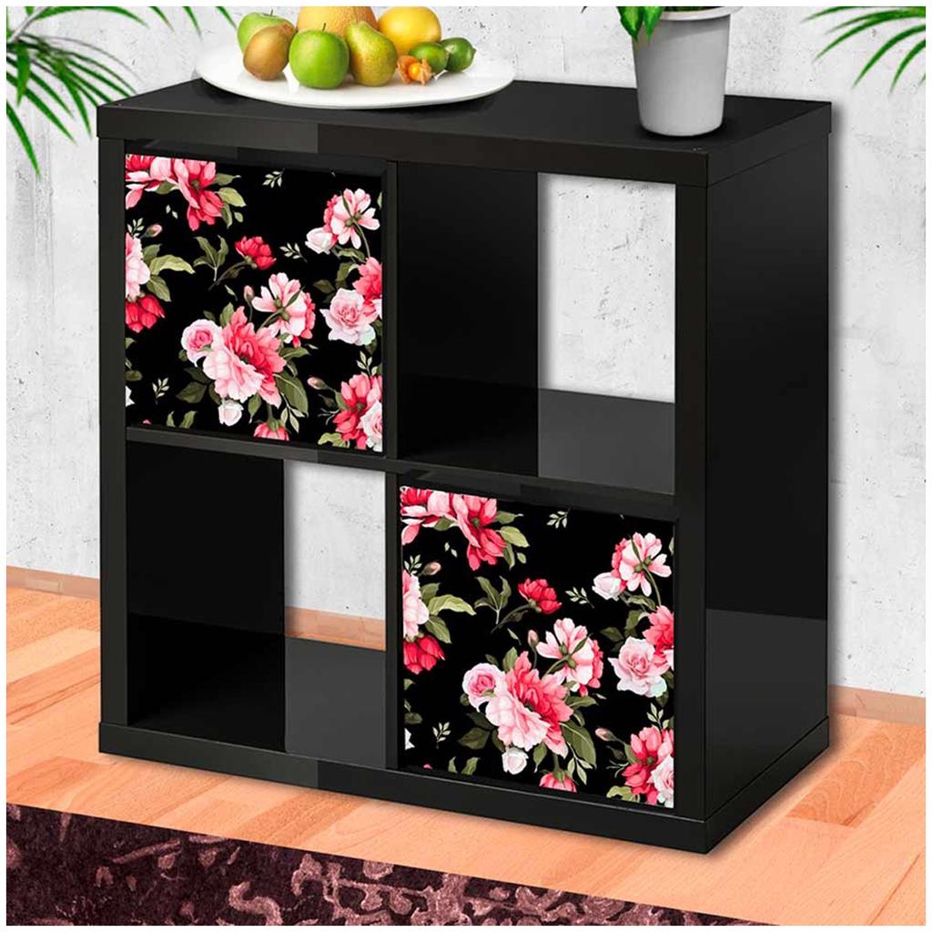 Les Trésors De Lily [Q4495] - Storage Cube 'Roses' Pink Black - 31x31 Cm