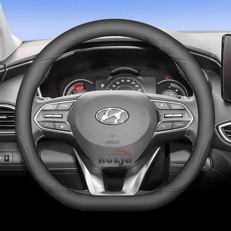 Кожаная накладка на руль автомобиля для Hyundai I30 Tucson Ioniq N Grand I10 Elantra I30n I20 Ix35 Palisade Ix20 Kona Santa fe
