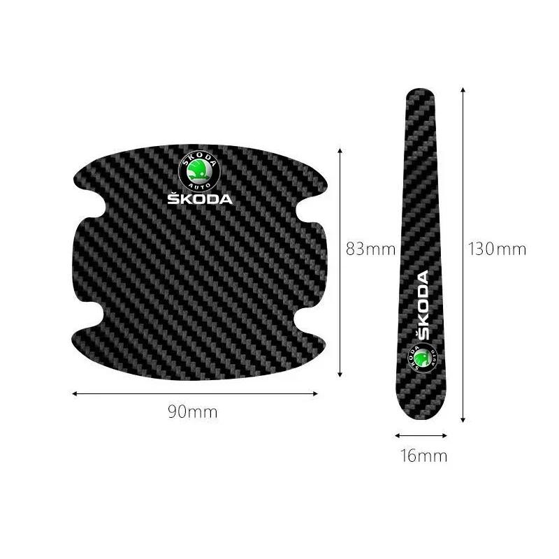 XOWS7 for Skoda Car Door Handle Bowl Protection Decals Emblem Sticker Badge Yeti Karoq Fabia 2 Rapid Kodiaq Superb Kamiq Octavia Tour