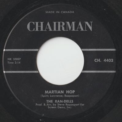 7-дюймовая пластинка RANDELLS Martian Hop CH4403 CHAIRMAN 1963 Канада Рок Б/у