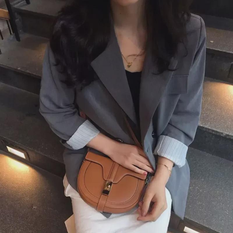 2024 женская модная сумка-седло из натуральной кожи полукруглой Т-образной формы через плечо