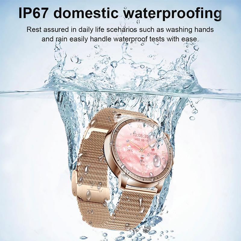 2024 New Fashion Smart Watch Women AMOLED HD Screen Sports Tracker Health Monitoring IP67 Waterproof Bluetooth Call Smart Watchs