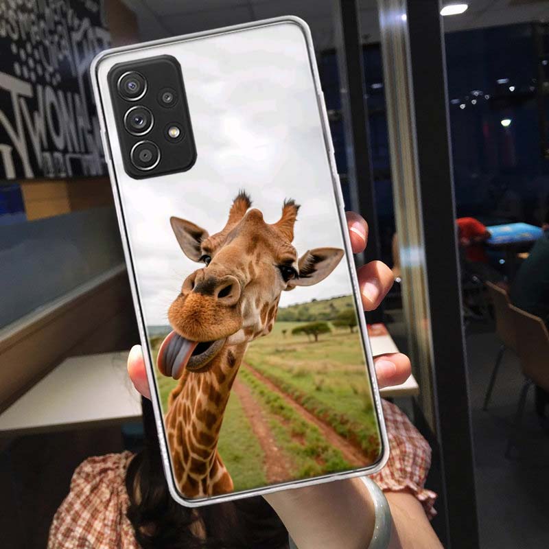 Чехол для телефона с жирафами и длинными шеями для Samsung A54 A57 A37 A17 A14 A15 A12 A24 A34 A55 A35 A25 A52S A07 A05S A04S A22 A32 A72 G