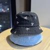 Повседневная универсальная стираная джинсовая шляпа-ведро с бантом женская летняя для большого обхвата головы шляпа-таз солнцезащитная шляпа от солнца