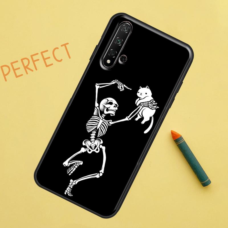 Черный чехол с изображением черепа кошки и готической ведьмы для Huawei P30 Pro P20 P40 Lite Nova 8i 7i 3i 11i 5T 9 10 SE Y60 Y61 Y70 Y90 P Smart Z