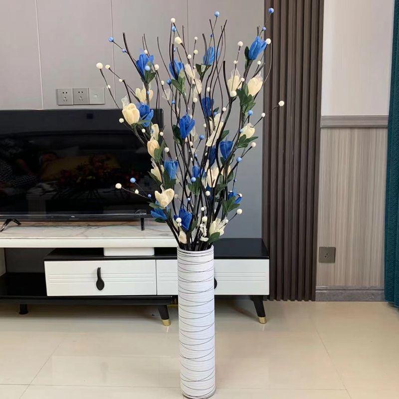 Floor Standing Artificial Flower Arrangement with Preserved Roses for Living Room Decoration - Dried Bouquet for New House Décor