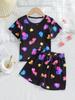 Летние костюмы для девочек, футболка с короткими рукавами и принтом бабочки, шорты, комплект одежды из 2 предметов, милый комплект детской одежды