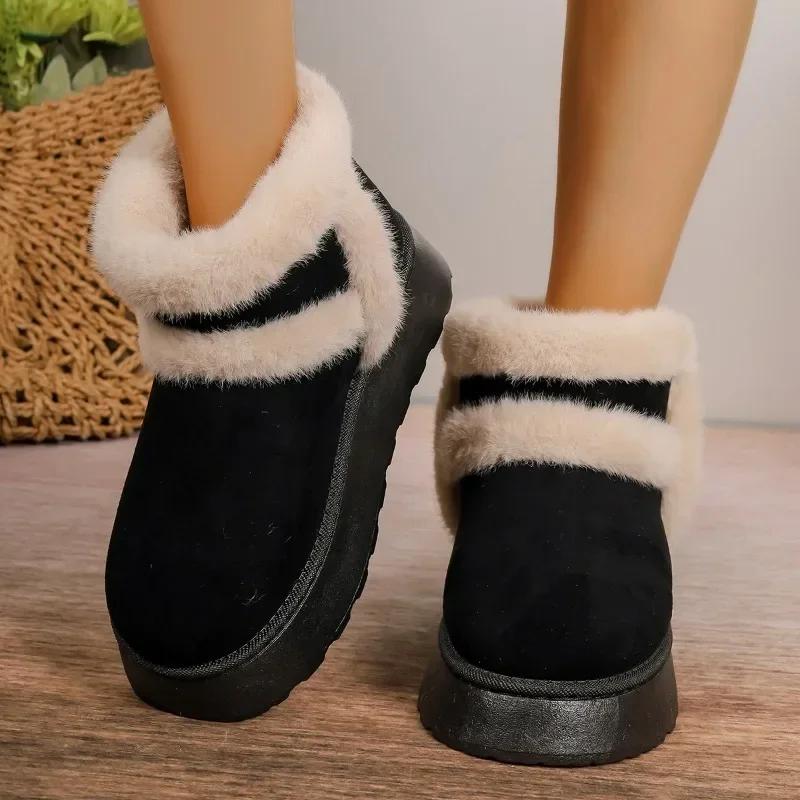 Botas de nieve de gamuza cortas de mujer zapatos casuales Calientes Челси Гамуза botas zapatos planos invierno 2024