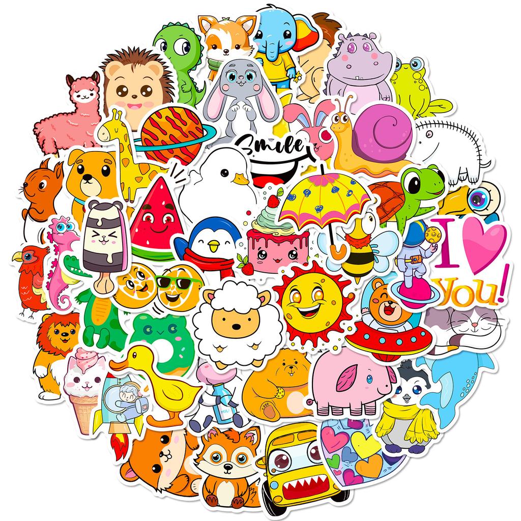 50 Cute Animals Fresh and Fashionable Suitcase Water Cup Notebook Cute Wind Waterproof Stickers