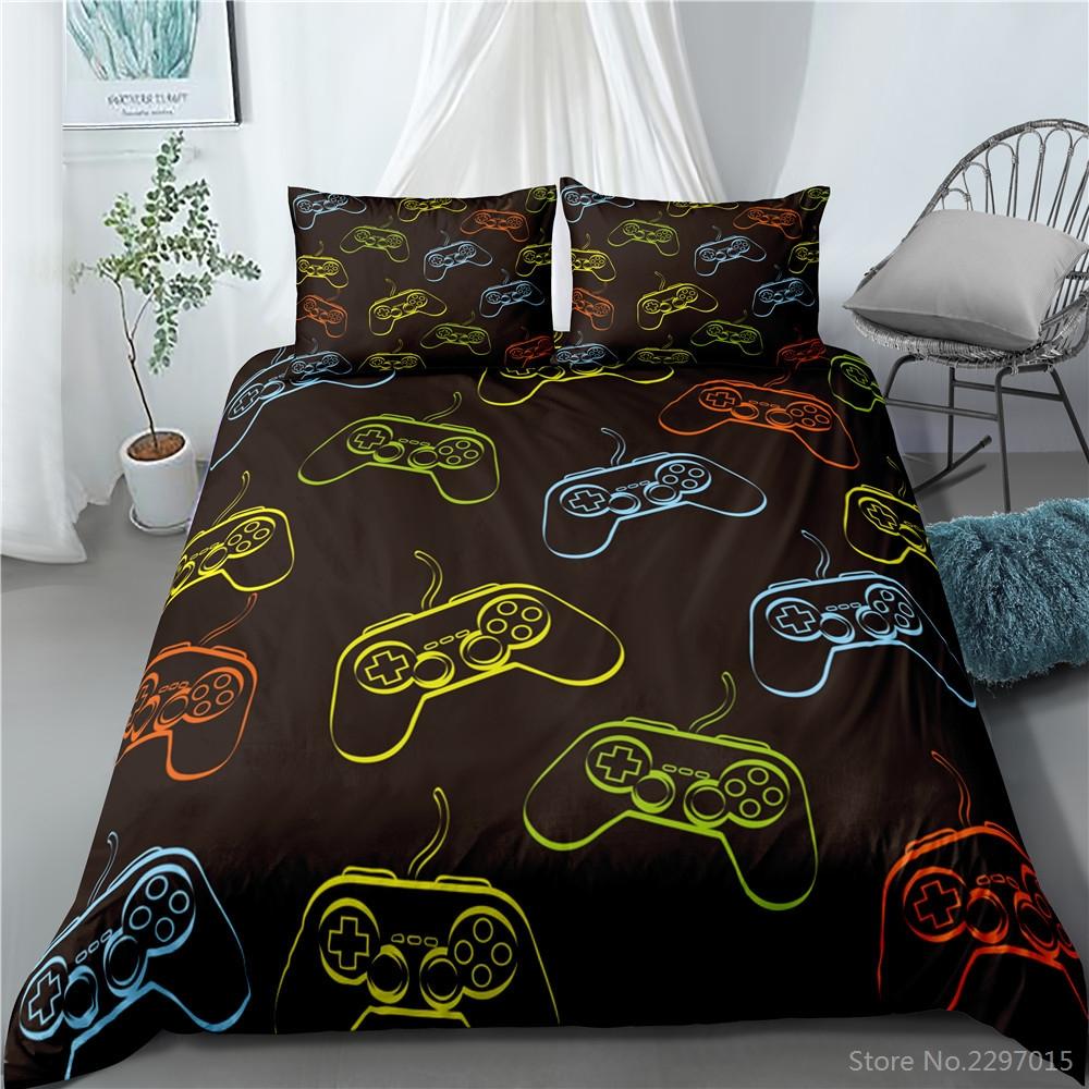 Fashion Black Family Game Gamepad 3d Bedding Set Adult Kids Gifts Pillowcase Duvet Cover Sets Bedroom Decor King Bed Linen Sets