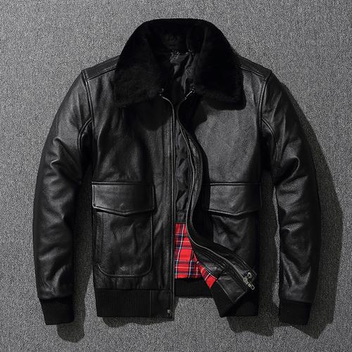 Одежда из натуральной кожи, мужской первый слой из воловьей кожи, летный костюм ВВС, большие размеры, хлопковая кожаная куртка с меховым воротником, простая зимняя