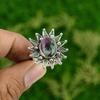 Oval Natural Ruby Zoisite Anniversary Flower Wife Stackable Ring Sterling Silver