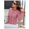 Women S Sweet Plaid Long Sleeve Shirt Lace Trim Fitted Short Blouse