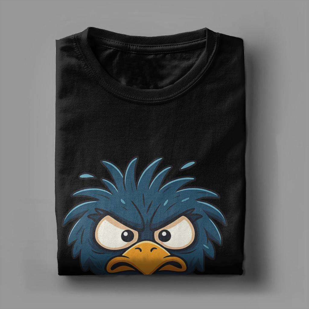 F-Caw-F Мем Злая Птица Смешные Мужские Футболки Винтажная Футболка Короткий Рукав Футболки с Круглым Вырезом Чистый Хлопок Графические Принты Топы