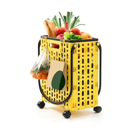 Yousheng Складная тележка для покупок Складная хозяйственная тележка с поворотными колесами на 360 градусов Легкая складная тележка на колесиках с крючками для продуктов