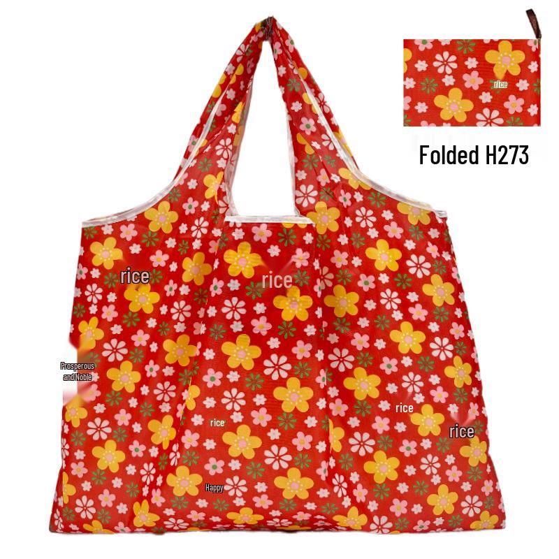 Складная сумка-тоут для продуктов - Большой вместимости, с принтом в юго-восточноазиатском стиле