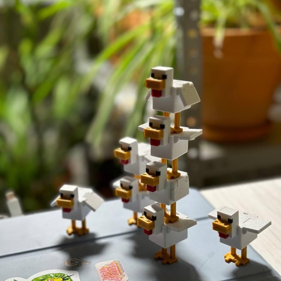 1/2/5 шт. Пластиковая 3D-печатная пиксельная фигурка курицы, игрушка, коллекционная модель из игры MC для украшения стола