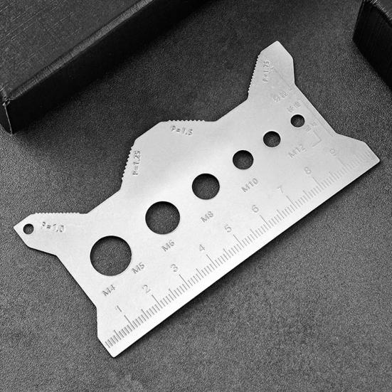 Винтовая измерительная линейка с распознавателем резьбы Легкая Компактная Проверка длины болта Инструмент для определения размера болта из нержавеющей стали