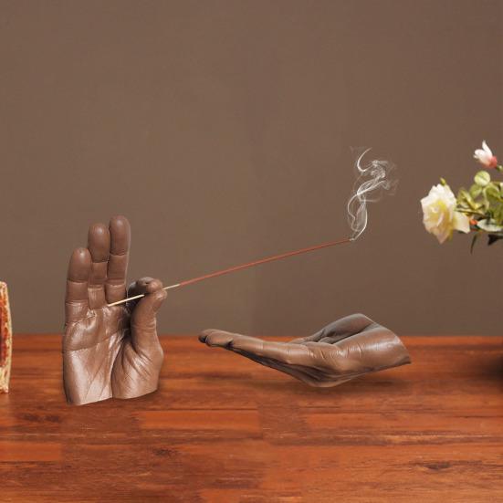 Hand Incense Stick Holder Ash Catcher Resin Gesture Incense Burner Home Office Meditation Yoga Relaxation Home Office Decoration Ornament