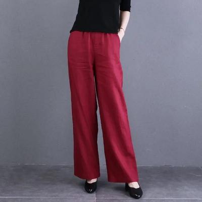 Широкие брюки для женщин на весну и лето, литературные, большого размера, эластичный пояс, утягивающие, драпированные, прямые брюки, однотонные, универсальные, повседневные брюки