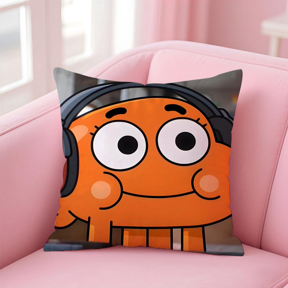 Classic British Cartoon TThe Amazing World of Gumball Cushion Cover Pillow Case Soft Skin Friendly Fabric  Concealed Zipper