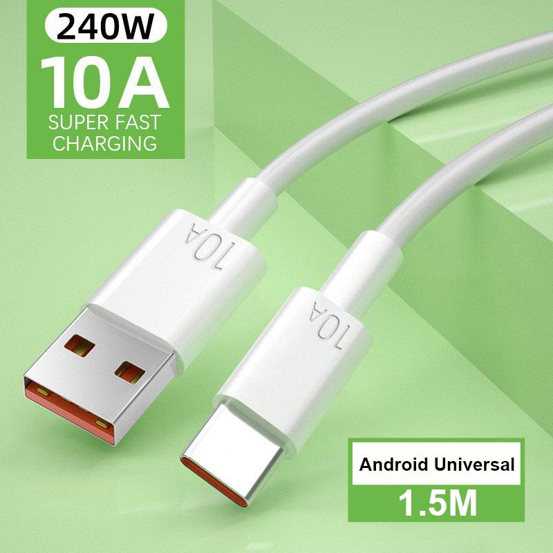 Кабель для быстрой зарядки 10А Type-C с автоматическим отключением питания, простой 2-метровый автомобильный кабель для передачи данных, подходит для Huawei, Xiaomi, Android, универсальный