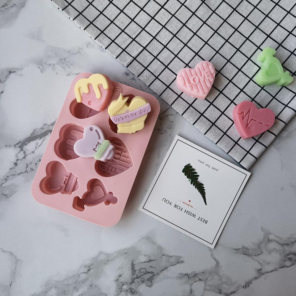 Силиконовая 6 в ряд 6 форма для торта «Любовь» ко Дню святого Валентина, форма для мороженого, желе, пудинга, мыла, формы для торта