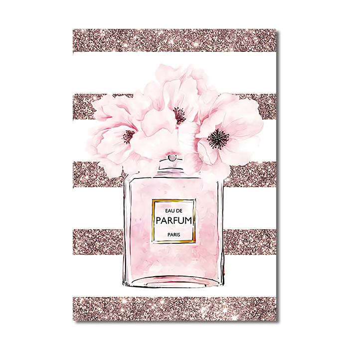 Fashion Woman Poster Pink Flowers Perfume Canvas Painting Wall Art Eyelash Makeup Print Picture Modern Girl Room Home Decoration
