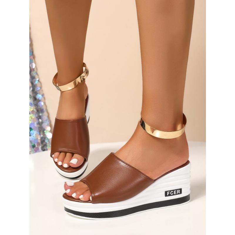 Женские весенне-летние новые шлепанцы-клинья с открытым носком, носите европейскую и американскую модную повседневную обувь