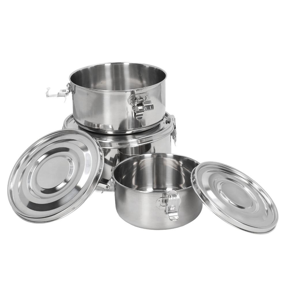 3PCS 650ml/1000ml/1600ml Lunch Box 304 Grade Stainless Steel Food Storage Container For Office
