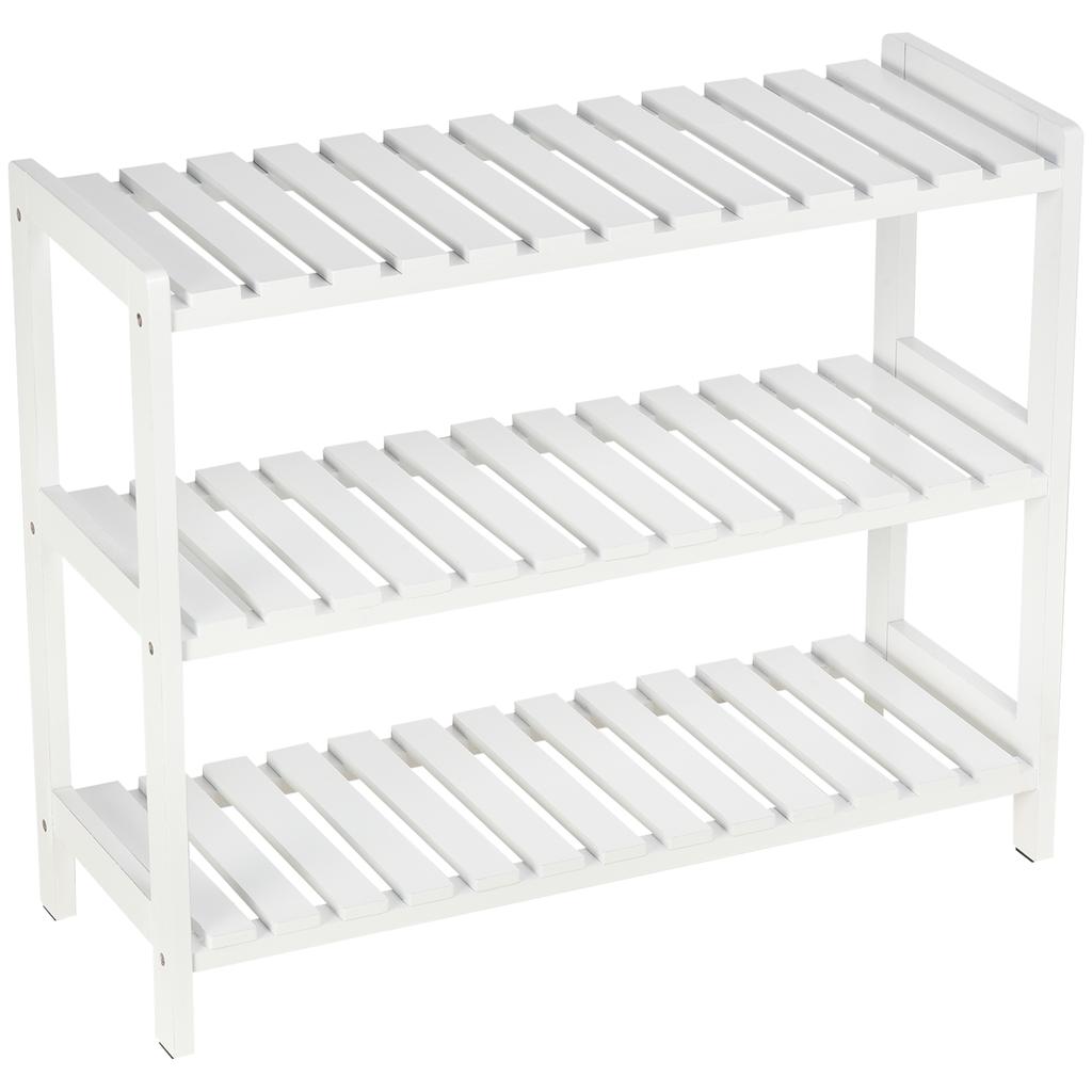3-Tier Wooden Shoe Rack, Shoe Storage, for 9 Pairs, 70x26x57.5cm, White