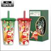 2Pcs Christmas Color Changing Mugs Large Capacity Father Christmas Straw Cups Reusable Drinkware for Home Party Holiday Gift