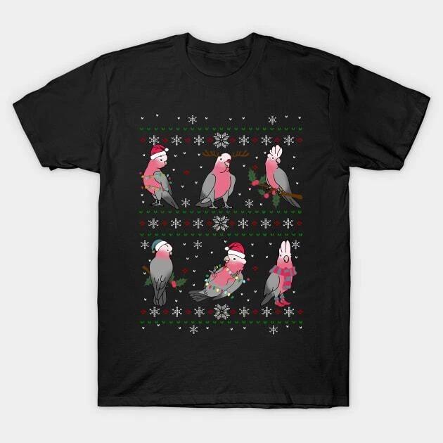 Ugly Christmas Pattern Galah Cockatoo Made in Australia T-Shirt