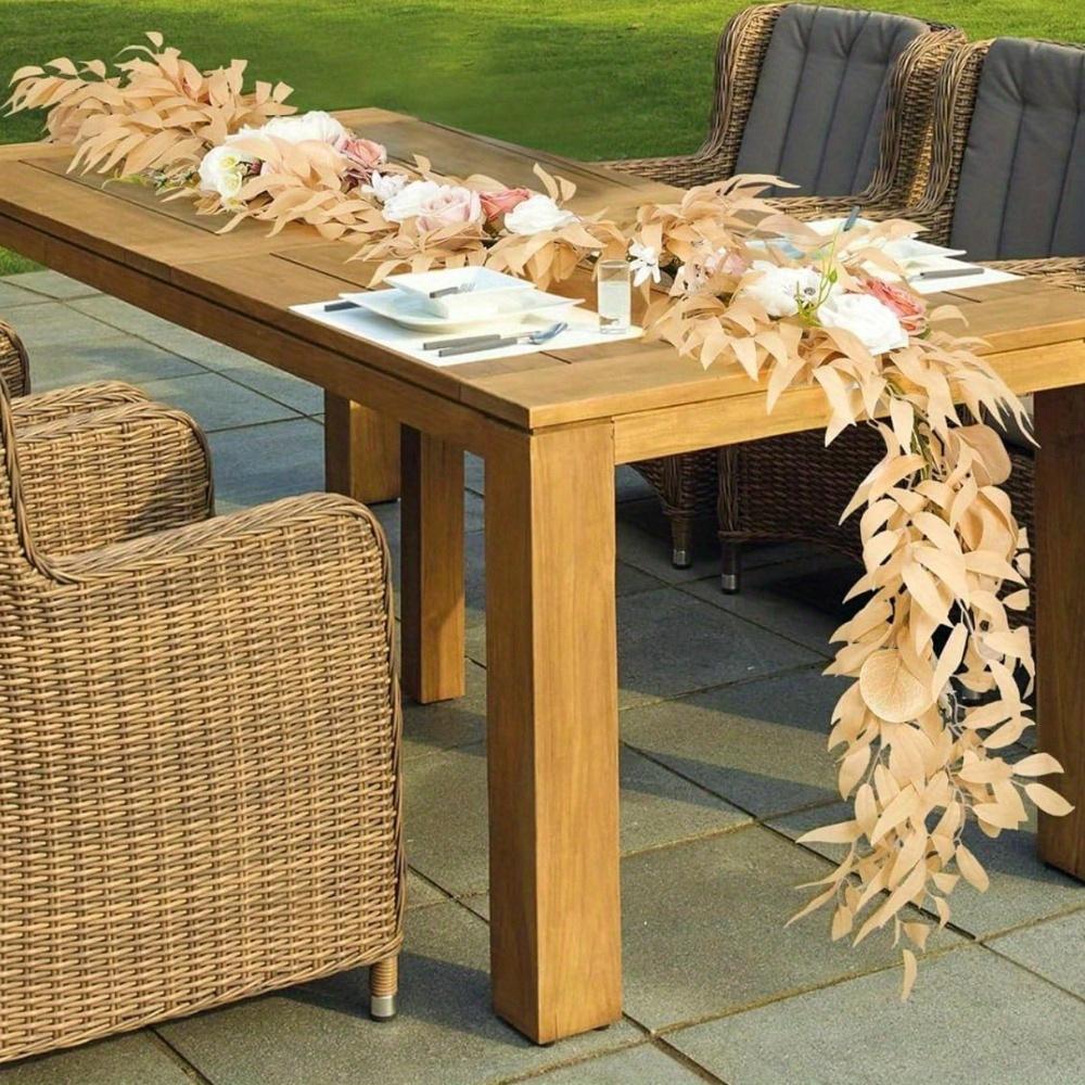 Гирлянда из листьев эвкалипта ивы с цветком, ручная работа, свадебный декор для стола в виде возлюбленной, арка, фон, украшения для свадебного декора на открытом воздухе, 1,8 м