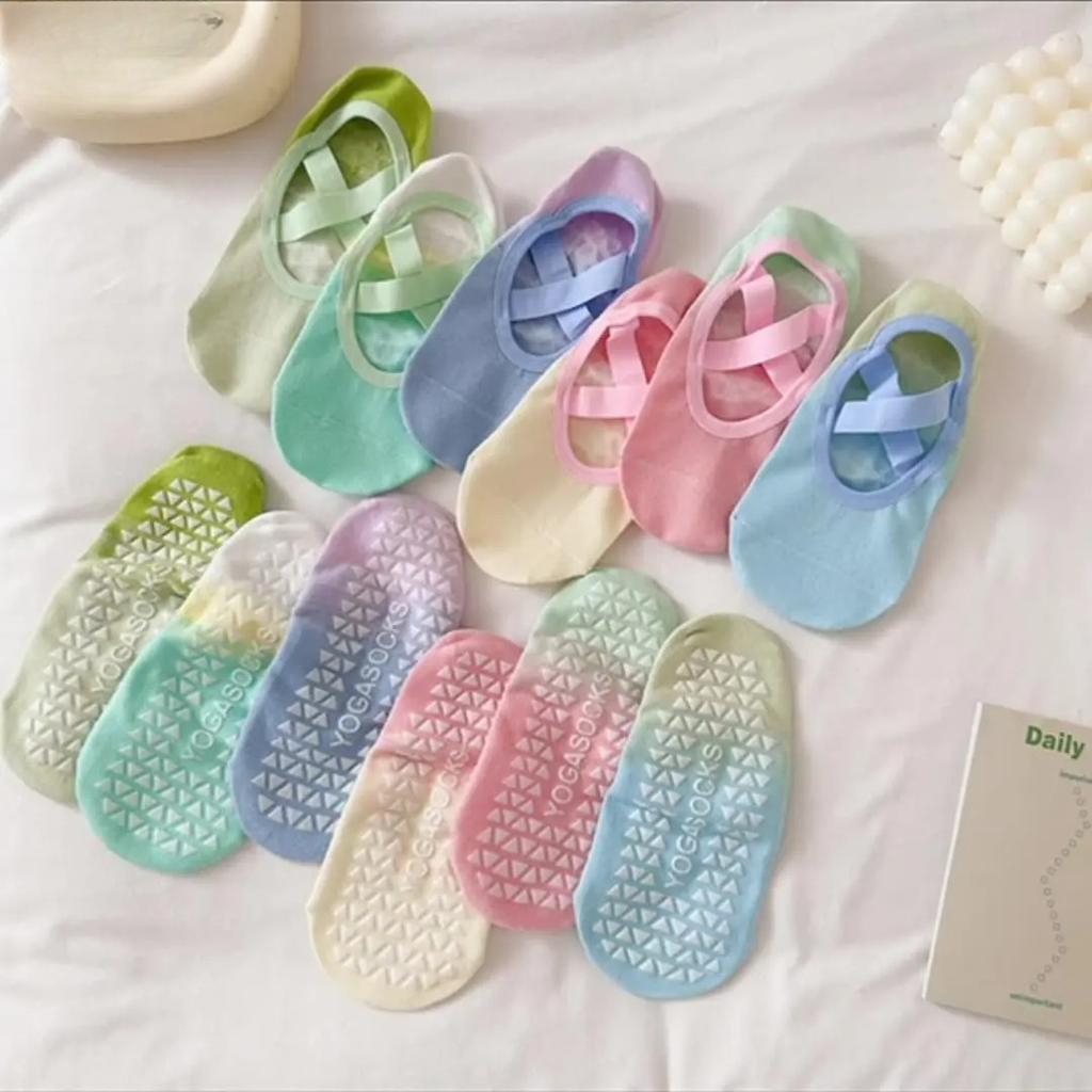 Градиентные носки для йоги с эффектом тай-дай женские летние противоскользящие профессиональные носки для пилатеса для занятий в помещении танцами фитнесом спортивные носки женские