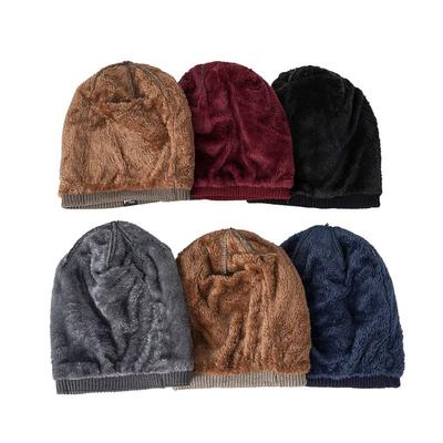 Зимняя теплая вязаная шапка шерстяная флисовая шапка-бини простая шапка-пуловер для мужчин и женщин