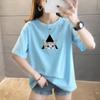 Летняя футболка из чистого хлопка, повседневная, свободного кроя, студенческая, женская, Y2k топы, Харадзюку, с забавным мультяшным принтом, с коротким рукавом, женская