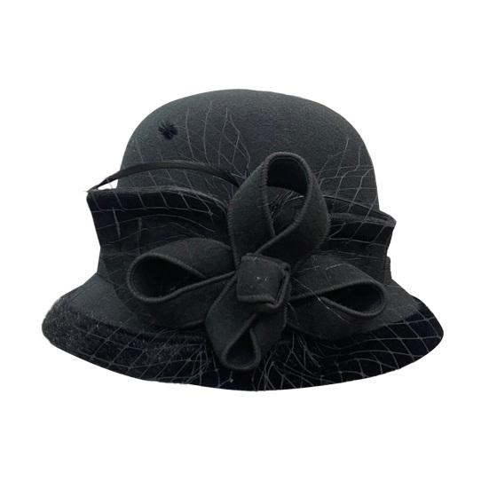 Женская зимняя шерстяная шляпа однотонная с сетчатым бантом декор шляпа-ведро осень зима для активного отдыха путешествий