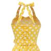 Retro polka-dot lace-up halter-neck flared ball gown performance dress, bohemian style
