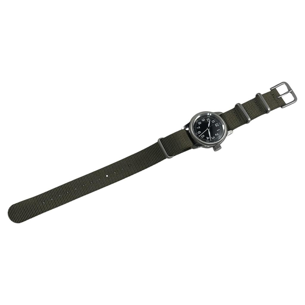 M.R.M.W. Men's Military Watch, Type A-11, 12H, Black Dial, Green Nylon NATO Strap