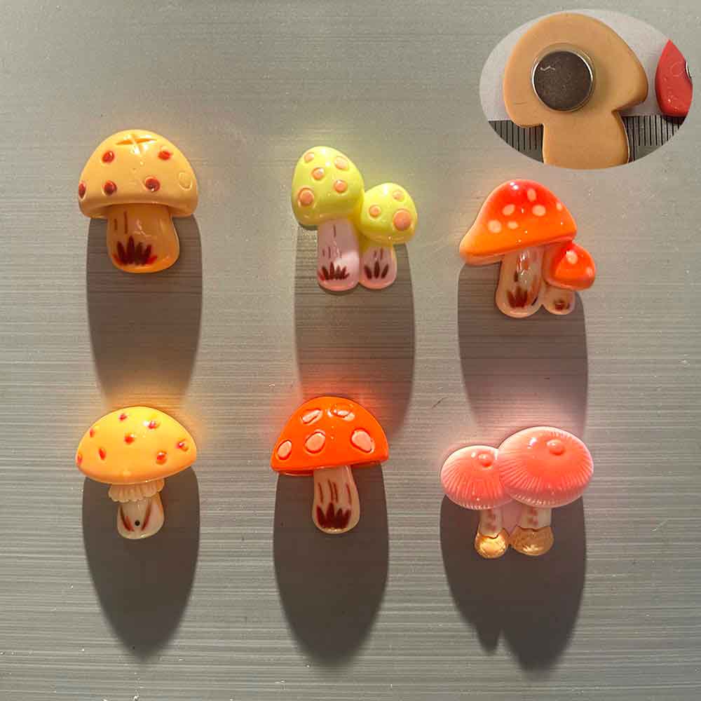 6PCS DIY Fridge Magnets Cartoon Glossy Poison Mushroom Magnets Home Decor Whiteboard Po Message Board Home